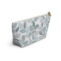 Cherry Plum Leaves Accessory Pouch w T-bottom in Aqua